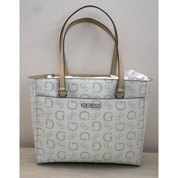 Guess HH948125 Women's Large White Delphine Logo Tote Bag w/Large Pouch - Picture 3 of 16